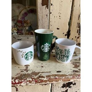 3 Starbucks Holiday Ceramic Coffee Mug Cup Christmas Year 2013 2020